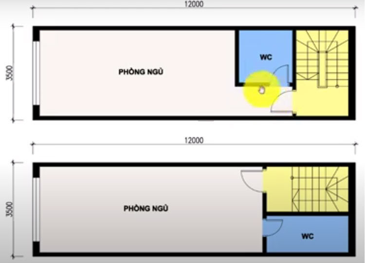 Cầu thang cuối nhà rộng rãi, thoải mái