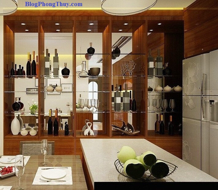 Tủ rượu phong thủy trong phòng ăn